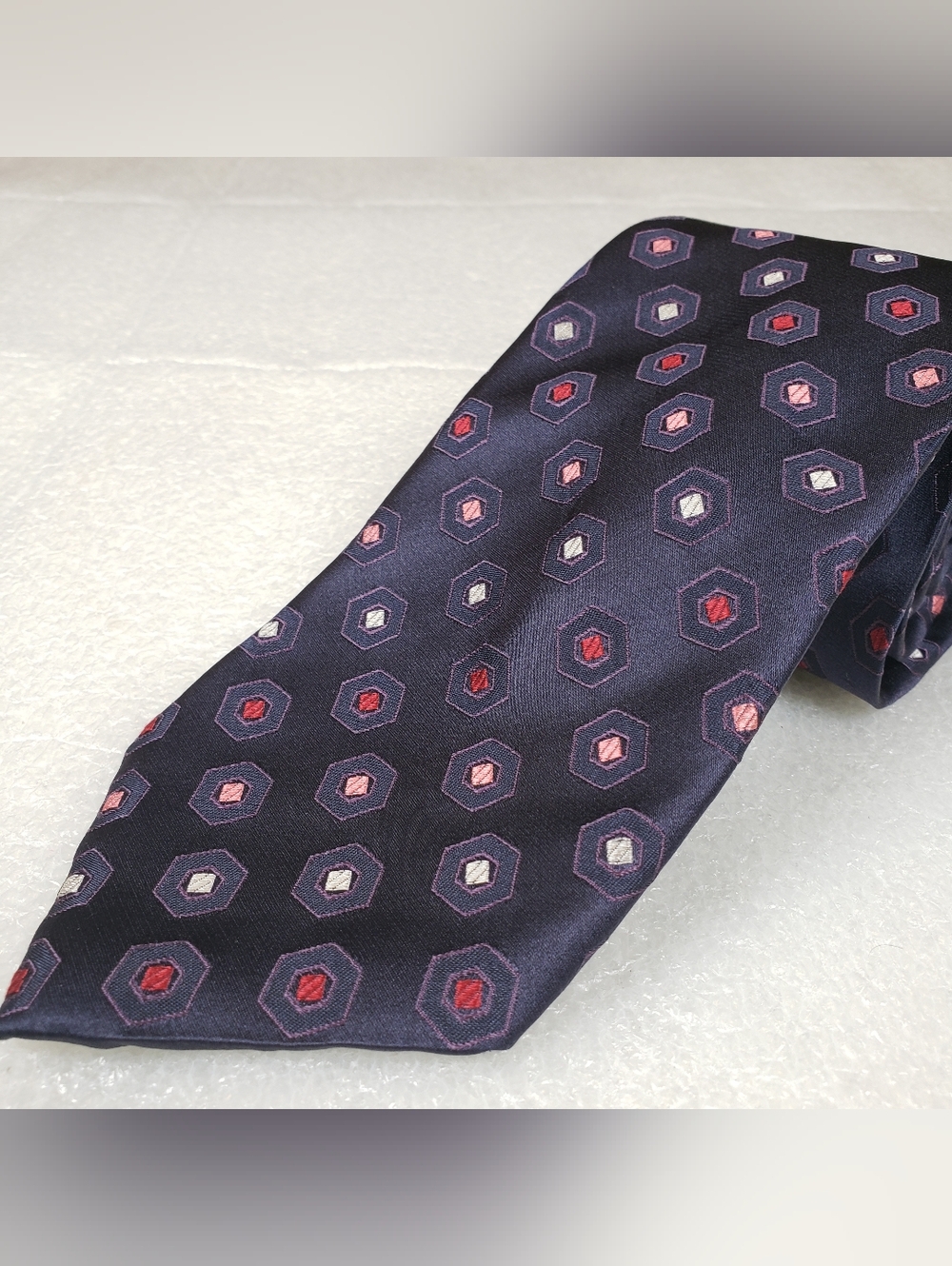 Canali Tie Men's Silk Geometric Hexagon Pattern Luxury Formal Business Office